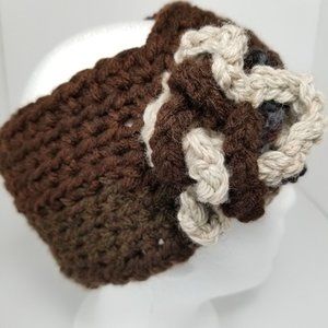 Brown Cream Ivory Flower Dreadlock Dread Ear Warmer Messy Bun Ponytail Hat Unise